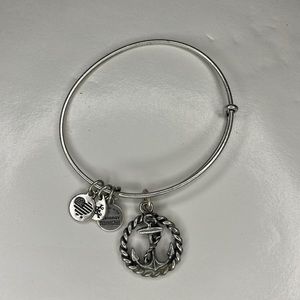 Alex And Ani silver expandable bangle charm bracelet nautical anchor charm.